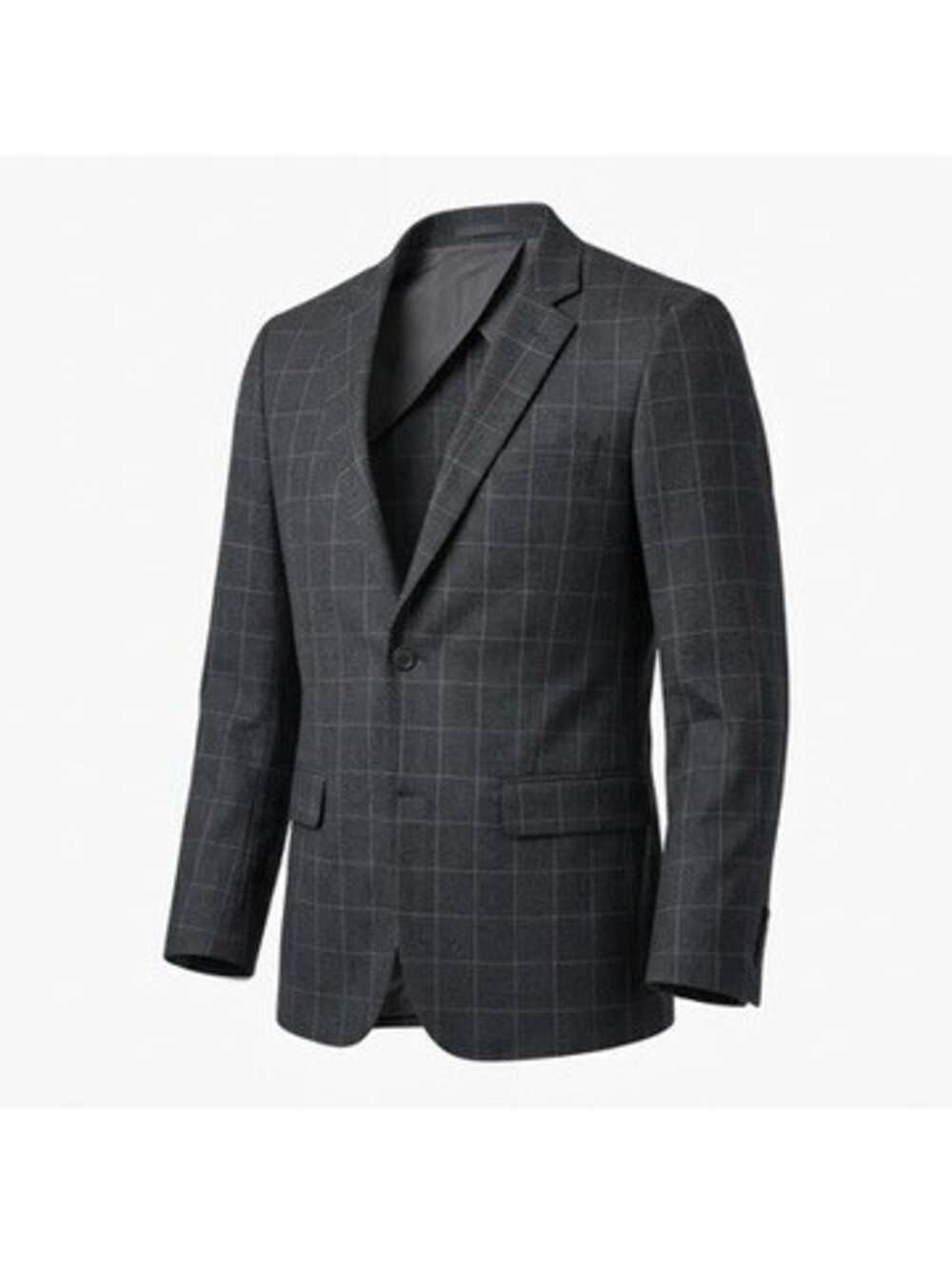 Banana Republic Tailored Slim Fit Gray Windowpane Suit Jacket 40 Short